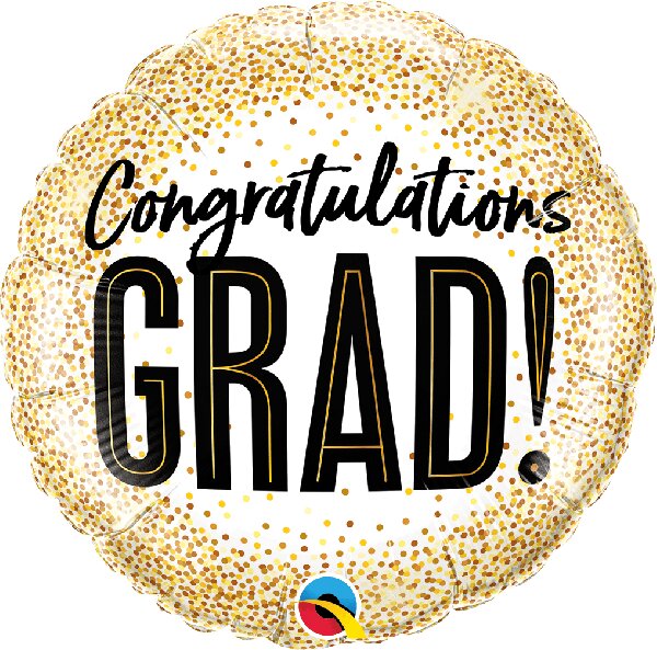 18" Grad Gold Glitter Dots