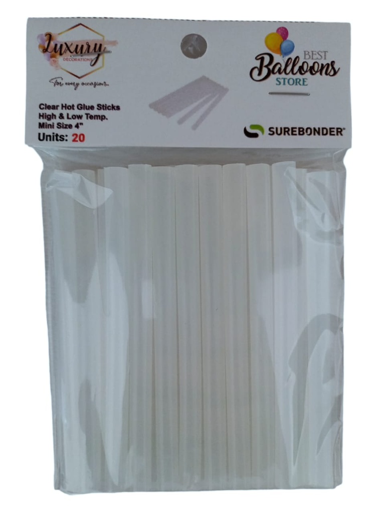 Pegamento Clear Baja y Alta Temp. Mini 4" 20 pcs