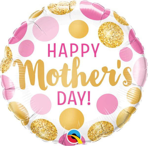 18" Mother's Day Pink & Gold Dots
