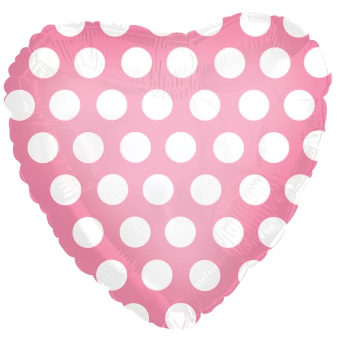 18" Pink Heart Polka Dots
