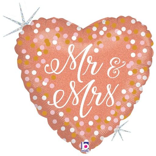 [36714P1] 18" Mr. & Mrs Rose Gold Pkg