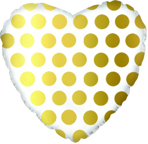 [217059] 18" Gold Polka Dot Heart Foil Balloon