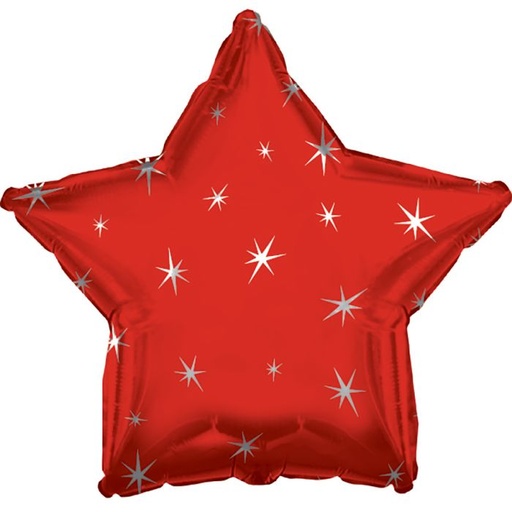 [814889] 18" Red Sparkle Star