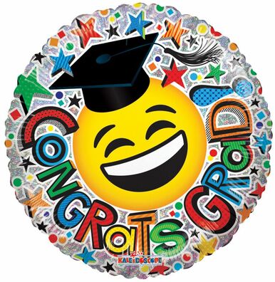 [85313-18] 18" Congrats Grad Smiley Graduation Holographic