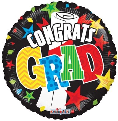 [85340] 18" Congrats Grad Banners & Stars Graduation Balloon