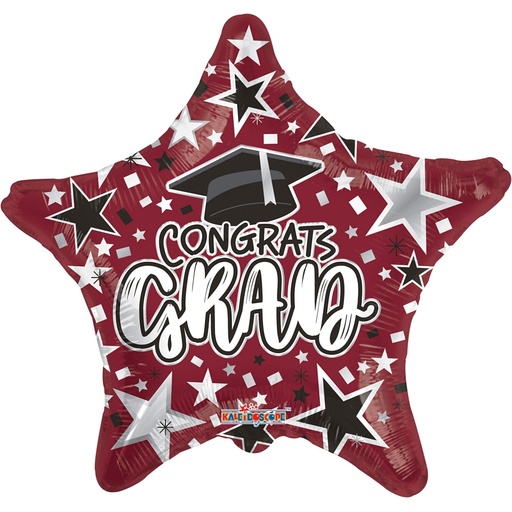 [85338-18] 18" Congrats Grad Burgundy Star