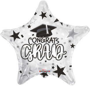 [85331-18] 18" Congrats Grad White Stars
