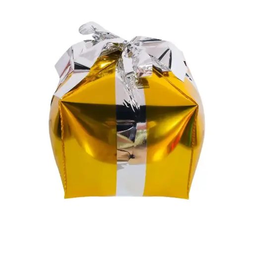 [cubegoldandsilver] Christmas Cube Gift Box Gold and Silver 32 cm